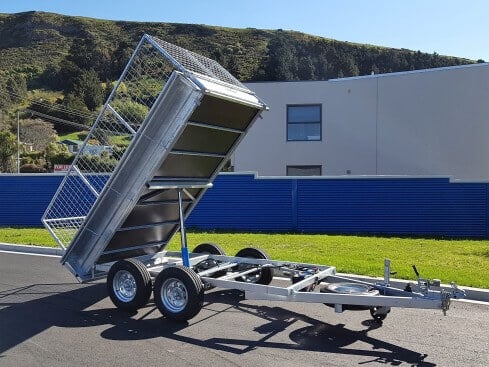 domestic tip trailer front tipped view