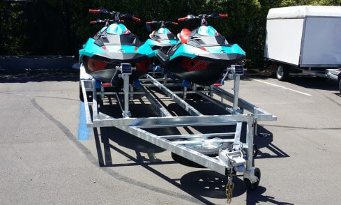 Quad custom jet-ski trailer front view