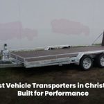 Modern vehicle transporter truck in Christchurch ready to load cars