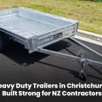 Heavy duty contractor trailer designed for worksites in Christchurch New Zealand