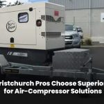 Heavy-duty air-compressor trailer by Superior Trailers operating at a Christchurch construction site