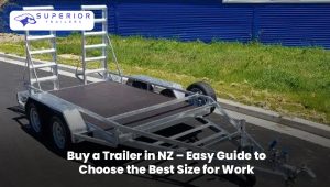 Worker choosing the best size work trailer in New Zealand for transport and business use