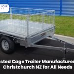 Heavy-duty cage trailer manufactured in Christchurch NZ for transport and carrying needs.