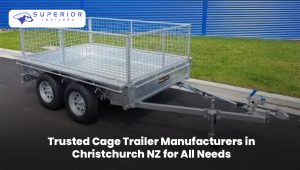 Heavy-duty cage trailer manufactured in Christchurch NZ for transport and carrying needs.