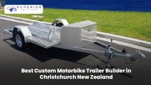 Custom motorbike trailer builder in Christchurch New Zealand with durable trailer design for safe bike transport.