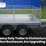 Heavy duty trailer in Christchurch transporting equipment and materials for commercial and industrial business operations.