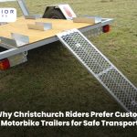 Custom motorbike trailer transporting a motorcycle safely in Christchurch