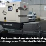 Air-compressor trailer parked on a construction site in Christchurch
