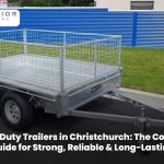 Heavy duty trailer in Christchurch designed for reliable transport, commercial use, construction equipment, and heavy cargo hauling.