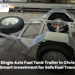 Custom single axle fuel tank trailer in Christchurch designed for safe fuel transport with a durable steel frame, secure fuel tank, and heavy-duty towing system.