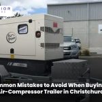 Air-compressor trailer parked in Christchurch, highlighting durable construction for commercial and industrial use.
